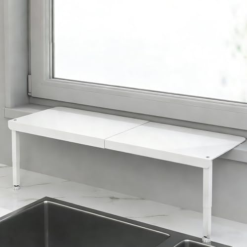 Rallonge D'appui de Fenêtre Étagère Plantes Blanche Largeur Réglable Rebord Fenêtre, Rallonge Rebord Fenêtre Acier Carbone Rangement, Planche D'extension Comptoir(W38-66cm(15-26))
