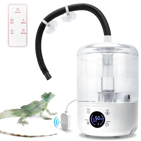 Toowell Reptile Humidifier 4L with Auto Humidity Control,3 Mist Levels | Smart Terrarium Fogger with External Sensor,Timer,Touch,Remote Control for Reptiles,Amphibians,Snakes,Tropical Plants