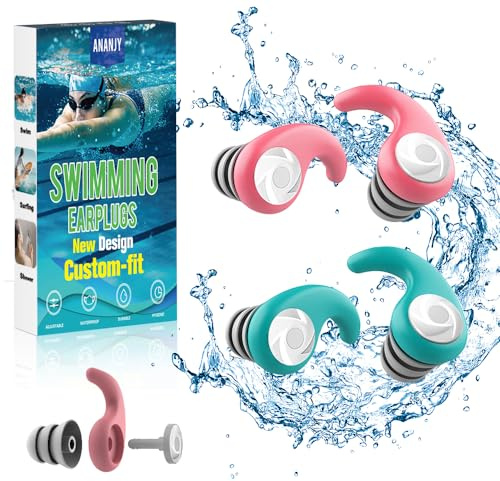 Tapones de natación impermeables para adultos, 2 pares de tapones reutilizables de silicona suave, perfectos para surf, buceo, piscina, ducha y otros deportes acuáticos, mantiene el agua fuera y