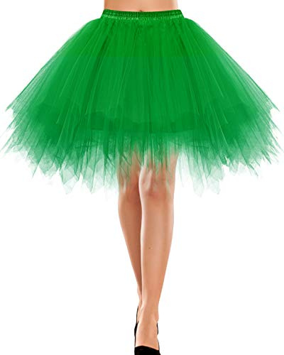 Bbonlinedress Mini tyllkjol för kvinnor 1950-tal, vintage, vuxen, balett, tutu, skater-kjol för cosplayfest, gRÖN, XL