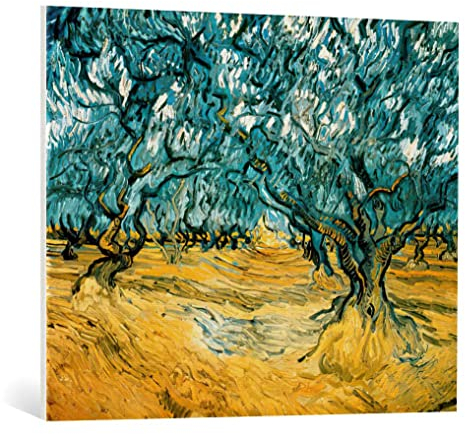 kunst für alle Leinwandbild: Vincent Van Gogh Olivenbäume - hochwertiger Druck, Leinwand auf Keilrahmen, Bild fertig zum Aufhängen, 90x75 cm