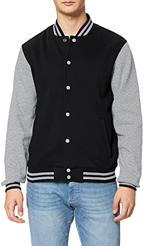 Build Your Brand Herren Sweat College Jacket Jacke,, per pack Mehrfarbig (black/h.grey 00658), XXXXX-Large (Herstellergröße: XXXXX-Large)