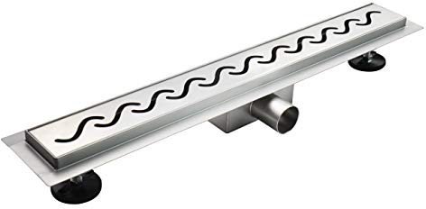Duschrinne 60 cm Bodenablauf Duschablauf aus Edelstahl sehr flach Größen 50cm – 120cm Model R6 Welle