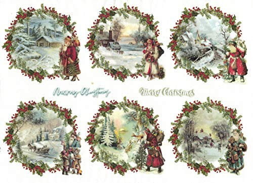 Zita`s Creative Reispapier A3 - Vintage Christmas 3. Motiv-Strohseide, Strohseidenpapier, Decoupage Papier