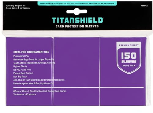 TitanShield (150 Sleeves/Purple) Standard Size Board Game Trading Card Sleeves Deck Protector for Magic The Gathering MTG, Pokemon