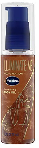 Vaseline Illuminate Me Shimmering Body Oil Created for Melanin Rich Skin, Illuminates Skin with Finishing Touch of Shimmer for Glowing Skin 3.3 oz
