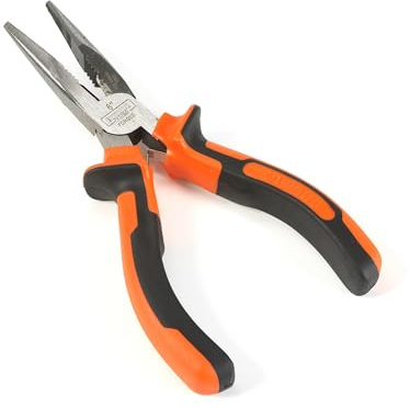 Edward Tools Pro-Grip 6 Needle Nose Pliers - Hard Carbon Steel Jaws - Spring Loaded Design for Easier Use - Ergo Soft Handle with Safety Ridge - Long Reach for Home, Fishing, Jewelry, Crafts