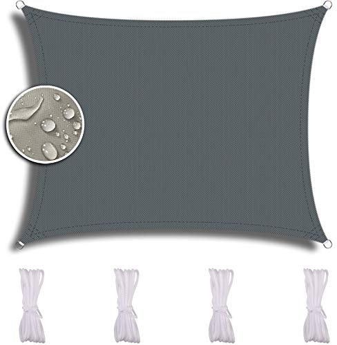 ZQXFZ Toldo 3 x 6 m, Para balcón, protección UV, incluye cuerdas de fijación, Flores, Exterior, Color Gris Oscuro