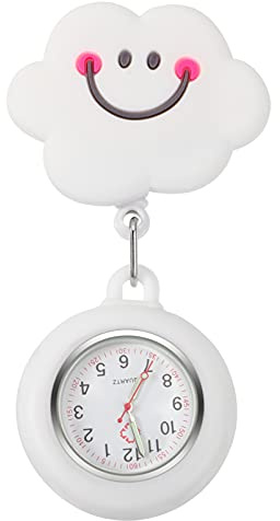 UKCOCO Krankenschwesteruhr, Uhr für Krankenschwestern Taschen Silikon Wolken Schwestern Ansteck Brosche Quarz Ansteck Armband Fob Geschenk für Arzt Damen Herren