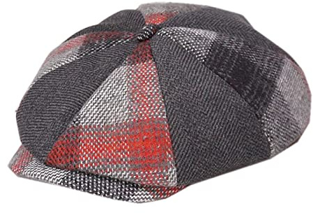 oonui Schiebermütze Herren Newsboy Cap Herren Damen Achteckig Cap Herren Tweed Panel Plaid Vintage Flat Cap Baskenmütze