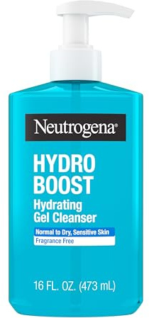 Neutrogena Hydro Boost Face Wash, Fragrance Free, Hydrating Facial Cleanser with Hyaluronic Acid, Daily Foaming Face Wash & Makeup Remover, Hypoallergenic Gel Cleanser, 16 fl. oz