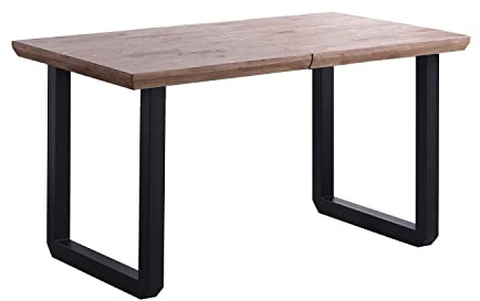 Adec Group Roma, Mesa de Comedor Extensible, Mesa 2 Tramos, Acabado en Roble Honey y Negro, Medidas: 140-180 – 220 cm (Largo) x 80 cm (Ancho) x 77 cm (Alto)