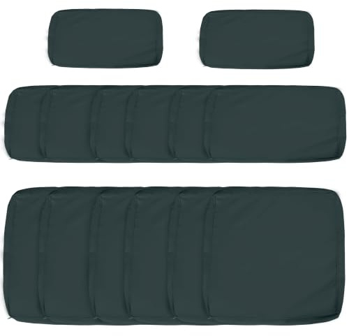 Outsunny Replacement Cushion Covers for Garden Sofa Set Outdoor Green | Garden Rattan Sofa Cushion, Polyester Cover Replacement, No Cushion Included
