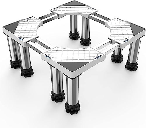 DEWEL Base de Réfrigérateur Machine à Laver Réglable Adjustable 54.5-67cm 17.5-20.5cm avec 8 pieds + 8 tubes Charge 500KG Support Machine à Laver