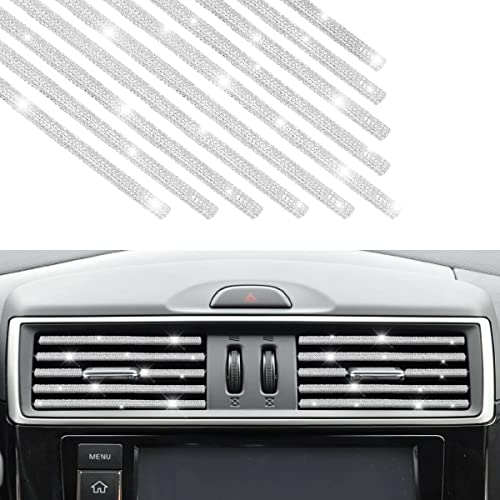 10 Pcs Bling Striscia Decorativa per Il Condizionatore d'Aria Dell'Auto, Finiture Aria Condizionata Auto, Accessori Interni Auto Diamanteed per la Maggior Parte Delle Uscite d'Aria Destra (Argento)