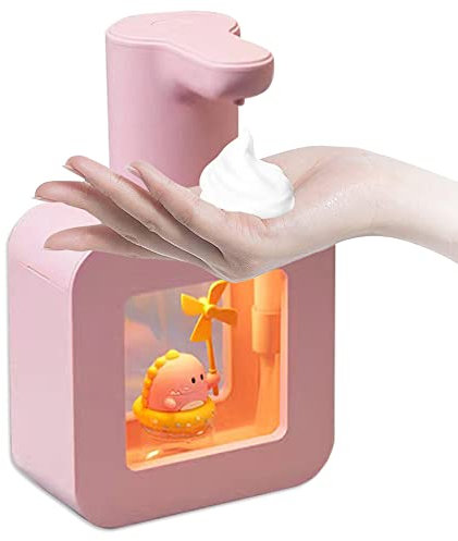 AMYESE Cute Automatic Soap Dispenser - Kids Touchless Pink Hand Soap Dispenser,Wall Mount Waterproof USB Rechargeable, 13.5oz/ 400ml for Bathroom Countertop, Kitchen, Office, Hotel, Preschool Children