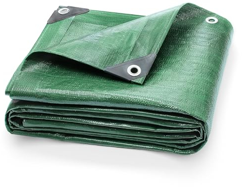 Abdeckplane mit Ösen – Gewebeplane 4x6m 150g/m² - Plane wasserdicht, reißfest & UV-beständig für Gartenmöbel, Holz, Pool, Sandkasten, BAU – Wetterschutzplane Outdoor – Abdeckfolie grün