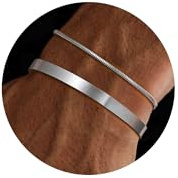 Moodear Sterling Silver Bracelet for Men, Snake Cuff Chain Mens Jewelry