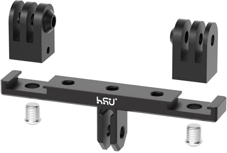 HSU Doppelhalterung aus Aluminiumlegierung für GoPro Action-Kameras(97mm) | Metall Stativadapter Blitzschuhadapter für Hero 13/12/11/10/9/8/7/6/5/4/3, Insta360 Ace Pro 2 und Osmo Action 6/5 Pro/4/3