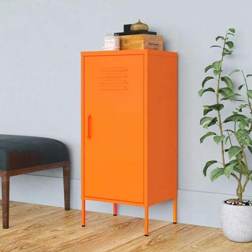 CIADAZ Lagerschrank Orange 42,5x35x101,5 cm Stahl, Beistellschrank, Sideboard, Schlafzimmer Kommode, Wohnzimmer Möbel, Schrank Schlafzimmer - 336192