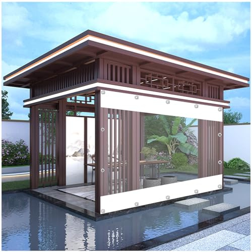 Outdoor Tarpaulin Side Panels, Waterproof Transparent Tarp Curtains, Clear Tarpaulin Side Panels for Pergola Patio Garage, Customizable,WxH-5.5x3.3m/18 * 10.8ft
