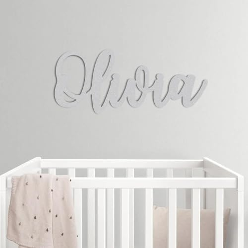 Holznamenschild, personalisierbares Namensschild, Kinderzimmer-Dekor, Holz-Hochzeitsschild, individuelles Namensschild, Holzbuchstabe, Türschild, personalisiertes Wanddekor-Schild (grau, Länge 45 cm)