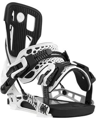 Nidecker Flow NX2 Snowboard Bindung – Weiß – All-Mountain Power mit Aluminium Baseplate & Fusion Strap – Größe L