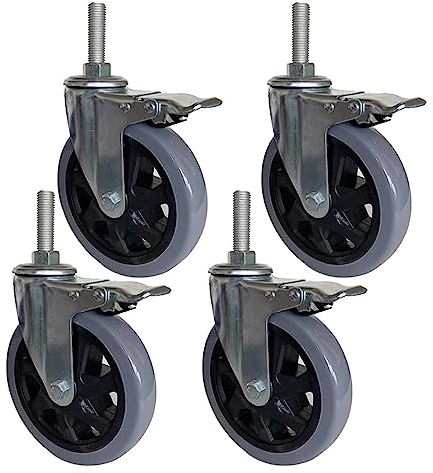 Lenkrolle mit M12/M16/M20-Gewinde, 150 mm Industrie-Lenkrollen mit Feststellbremse, Lenkrolle für gewerbliche Küchenvorbereitungstische, Lenkrolle für Möbel, 4er-Set (Farbe: 60 mm, Größe: M1