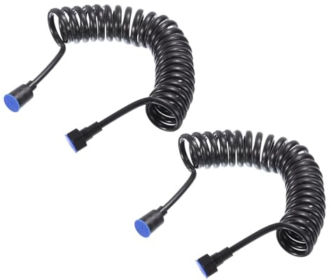 QUARKZMAN 2Stk Feder Flexibelr Brause Schlauch 3Meter Flexibelr Teleskop Brause Schlauch mit Kupfer Zink Schnittstelle Mutter für Toilette Wasserhahn Badezimmer Spirale Flexibel Schwarz