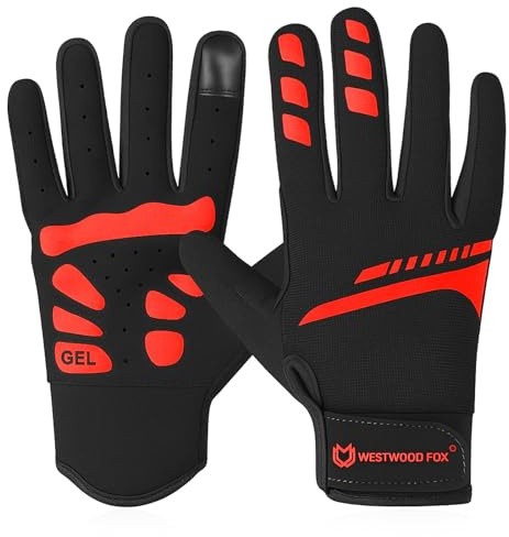 WESTWOOD FOX Gants de Cyclisme Antidérapants et Écran Tactile Respirants pour VTT, Route, Moto, Sports, Randonnée, Escalade, Course et Protection Hiver pour Hommes et Femmes (Rouge, XL)