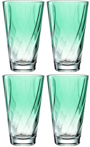 LEONARDO HOME Twist Trinkglas, 4er Set, spülmaschinenfest, 300 ml, grün, Konisch, Modern, Zuhause, Cocktailparty, Kaltgetränke