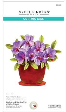 Spellbinders Susan Tierney-Cockburn S5-636 Azaleen- und Gartentopf mit geätzten Marienkäfer-Stanzformen aus der Nature's Botanical Garden Kollektion