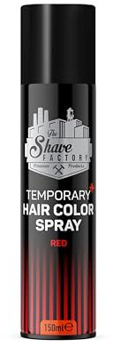 The Shave Factory Temporary Hair Color Spray - Easy and Instant, Colorful Hair Transformation without Permanent Change - Perfect for Parties, Cosplay, and Stylish Makeovers (Red, 150ML)