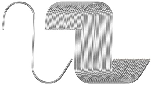 HARFINGTON 20pcs 5 Meat Hooks 304 Stainless Steel Butcher Hook S-Shaped Meat Processing Hooks for Hanging Smoking Grilling Beef Rib BBQ (MAX Load 11 Pound)