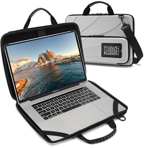 Laptop Case for 13-14 Inch MacBook Pro Air Chromebook HP Lenovo Work-in Notebook Computer Hard Shell Laptop Bag for Men Women with Pouch and Shoulder Strap