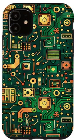 Coque pour iPhone 11 Geeky Green Circuit Board Pattern - Unique Carte Mère Art