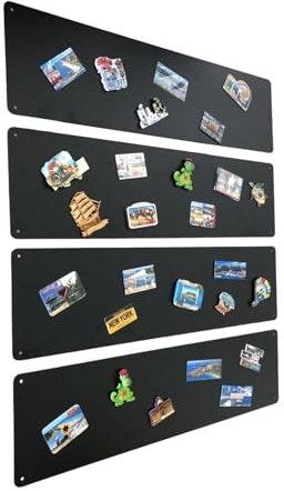 4x Magnettafel Magnetwand Schwarz 80x22 cm Memotafel aus Edelstahl Fotowand für Urlaubs Magnete Magnetisch Tafel Metalltafel für Wohnung Büro Küche