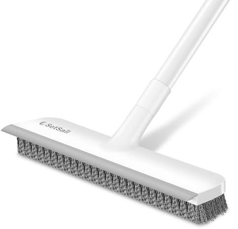 SetSail Floor Scrub Brush with 48-Inch Long Adjustable Handle 2 in 1 Scrape Brush Stiff Bristle Floor Scrubber for Cleaning Shower Bathroom Garage Kitchen Wall Deck Tub Tile