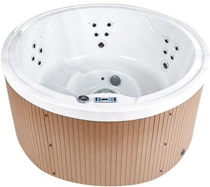 Spa d'Extérieur en Acrylique 5 Places Effet Marbre avec Chauffage LED Blanc Marfil