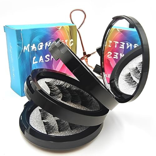 OYZOQ 4 Paia Ciglia Finte Magnetiche, Ciglia Magnetiche con Applicatore, Magnetic Eyelashes Riutilizzabili, Non Richiede Colla，Con clip