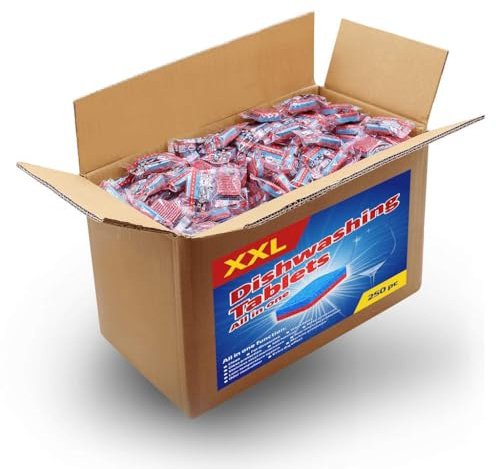 Lot de 250 Tablettes Lave-Vaisselle, Pastilles Lave-Vaisselle 12 en 1 pour lave-vaisselle 250 pcs 4,5 kg