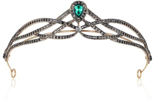 BESPORTBLE Couronne Médiévale Pour Femmes Bandeau Baroque Couronne De Mariée En Cristal Pour Femmes Et Filles Fournitures De Fête D'Anniversaire D'Halloween Vert