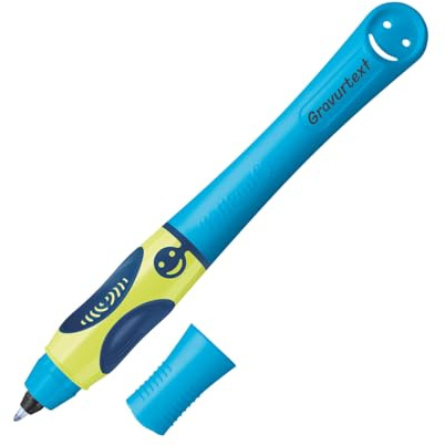 Pelikan griffix® Tintenschreiber für Rechtshänder, Neon Fresh Blue, mit Laser-Gravur, Ergonomisches Schreiblernsystem