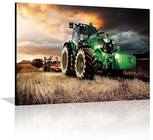 LXTOPN Leinwand Bilder mit Rahmen - Leinwandbild Landwirtschaft Traktor -Modern HD-Druck Bauernhof Poster für Wohnzimmer Dekor Wandbilder. (Bauernhaus, Grün-A02, 30x40cm)