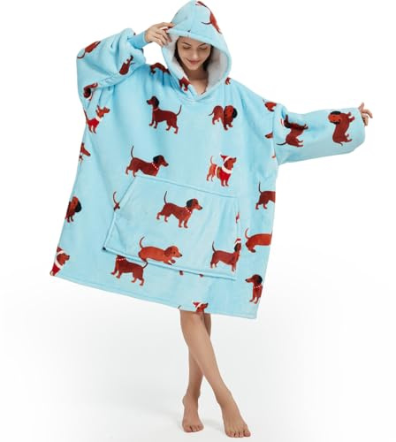 Lanqinglv Kuscheldecke mit Ärmeln,Sherpa Decke Hoodie Sweatshirt Oversized,Einheitsgröße Kapuzenpullover für Damen Herren,Flauschige Flanell Fleece TV-Decke mit Ärmel,Tragbar Ganzkörperdecke