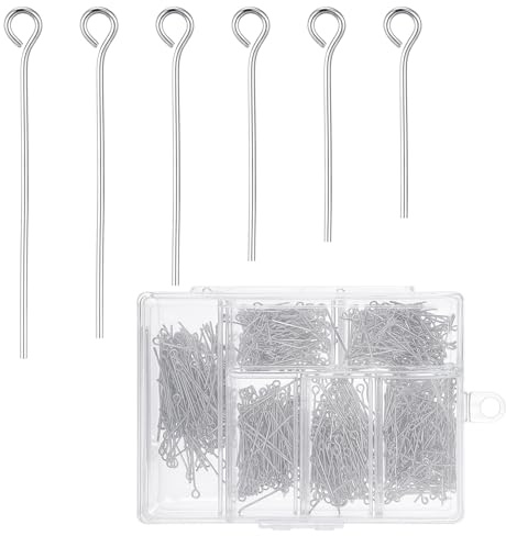 WJIAAA 1200 Stück Schmuckherstellung ZubehöR, Eisen Kettelstifte mit Öse Schmuck Basteln Erwachsene für DIY Ohrringe Halsketten Armbänder Basteln 31/28/25/23/20/18 Mm