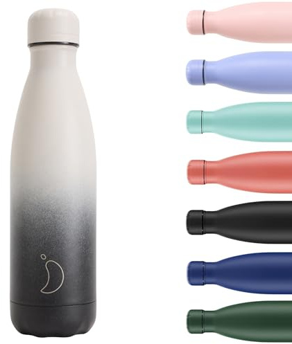 Chilly's Original Trinkflasche - Isolierflasche aus Edelstahl, wiederverwendbare Thermoflasche für heiße & kalte Getränke - Auslaufsicher, kein Schwitzen - Black Pebble, 500ml