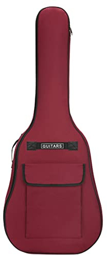 Grtheenumb Gitarrentasche für 40/41 Zoll 600D Oxford-Stoff, verstellbare Gitarren-Gigbag, wasserdichter, weicher Rucksack mit Schultergriff, großes Fassungsvermögen, dunkelroter klassischer Koffer