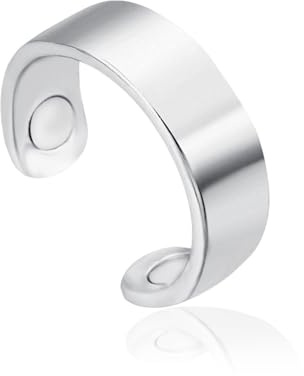 Zecimi Magnetring Silber, Damen Herz/Blume Vital Ring mit Magnetkraft | Anti Stress Ring für Damen Mädchen, Offen Verstellbar Magnet Ring zur Gewichtsabnahme, Mode Fidget Ring zur Förderung Schlaf