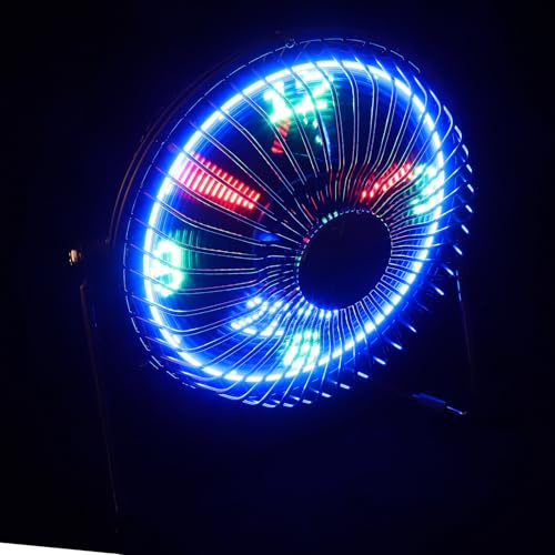 ibasenice Mini Ventilatore USB Orologio LED e Display Temperatura, Ventilatore da Scrivania in Metallo Silenzioso e Orientabile per Ufficio, Casa e Viaggio